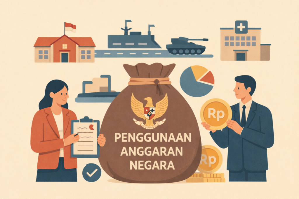 Ilustrasi penggunaan anggaran negara. /Dibuat dengan AI