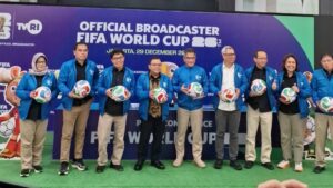 Konferensi pers hak siar Piala Dunia 2026 yang digelar di TVRI, Senin (29/12/2025). /Tim Media Saleh Daulay
