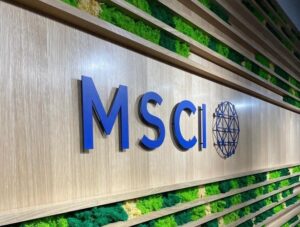 Logo MSCI. MSCI membekukan perubahan indeks Indonesia sambil menunggu perbaikan transparansi dan struktur kepemilikan saham. /MSCI