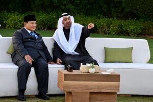 Pertemuan Presiden Prabowo Subianto dan Presiden Uni Emirat Arab Mohammed bin Zayed Al Nahyan (MBZ) di Istana Qasr Al Bahr, Abu Dhabi, Kamis (26/02/2026). Indonesia dan UAE perkuat investasi, kemitraan strategis menuju hubungan jangka panjang berkelanjutan. /BPMI Setpres
