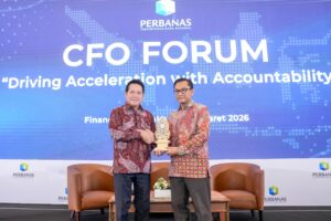 Ketua Umum Perhimpunan Bank Nasional (Perbanas) yang juga Direktur Utama Bank Rakyat Indonesia, Hery Gunardi, dalam forum CFO Perbanas bertajuk “Driving Acceleration with Accountability” yang digelar di Jakarta, Jumat (6/3/2026). Perbankan Indonesia tetap tangguh, namun perlu mitigasi risiko guna menghadapi ketidakpastian ekonomi global. /BRI