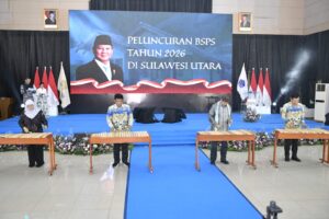 Peluncuran Program Bantuan Stimulan Perumahan Swadaya (BSPS) 2026 di Manado yang juga melibatkan BP Tapera, Bank Negara Indonesia, Permodalan Nasional Madani, dan Sarana Multigriya Finansial. Program BSPS dan pembiayaan perumahan diperkuat untuk tingkatkan akses hunian masyarakat. /PKP