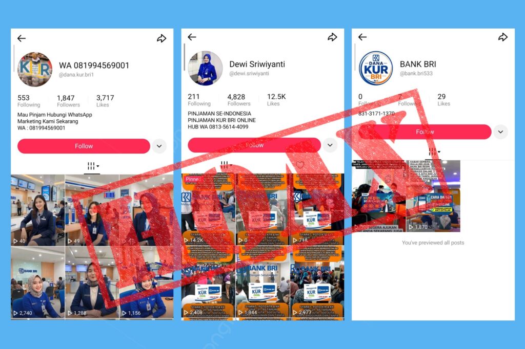 Tangkapan layar penipuan pengajuan KUR BRI. BRI mengingatkan masyarakat mewaspadai penipuan pengajuan KUR online melalui tautan dan media sosial palsu. /BRI