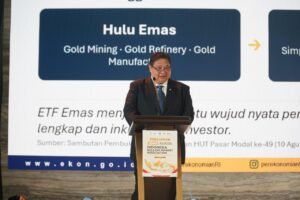 Menteri Koordinator Bidang Perekonomian Airlangga Hartarto. Kemenko Perekonomian luncurkan Indonesia Bullion Market Association (IBMA) untuk perkuat ekosistem bank emas dan hilirisasi pertambangan di Tanah Air. /humas ekon-ydt